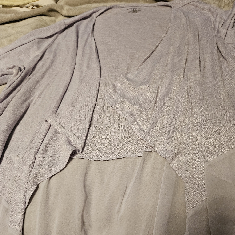Lilac Cardigan with Chiffon Trim